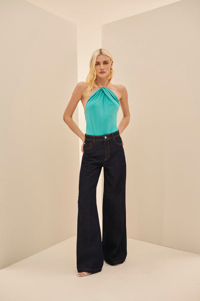 Blusa Decote Corrente Azul Turquesa Alphorria – Moça Bonita Boutique