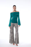 Blusa Manga Longa Ombro a Ombro Verde Escuro Alphorria