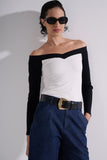 Blusa Ombro a Ombro Bicolor Alphorria