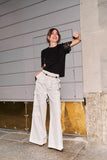 Calça Cargo Linho Off White Anne Fernandes