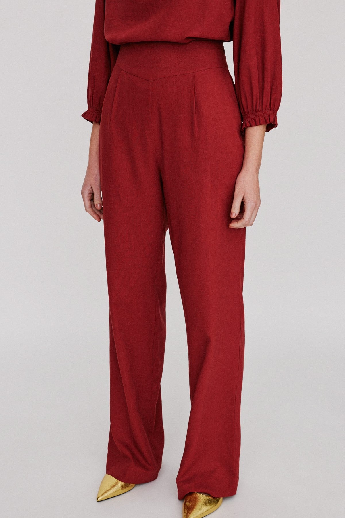 Calça Cós Cambraia Marrom Serrado Lucidez