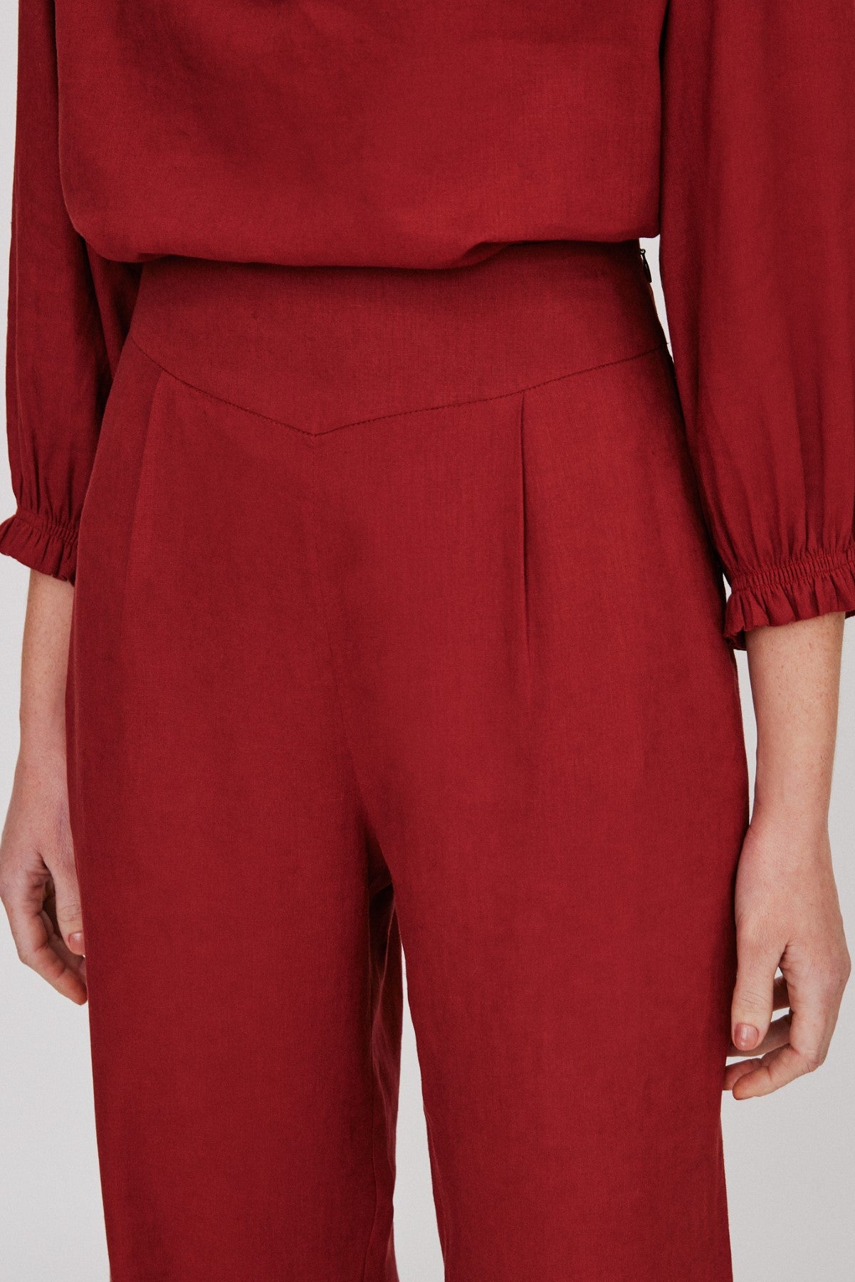 Calça Cós Cambraia Marrom Serrado Lucidez