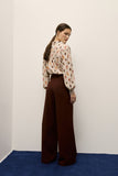 Calça Crepe Pantalona Marrom Lucidez