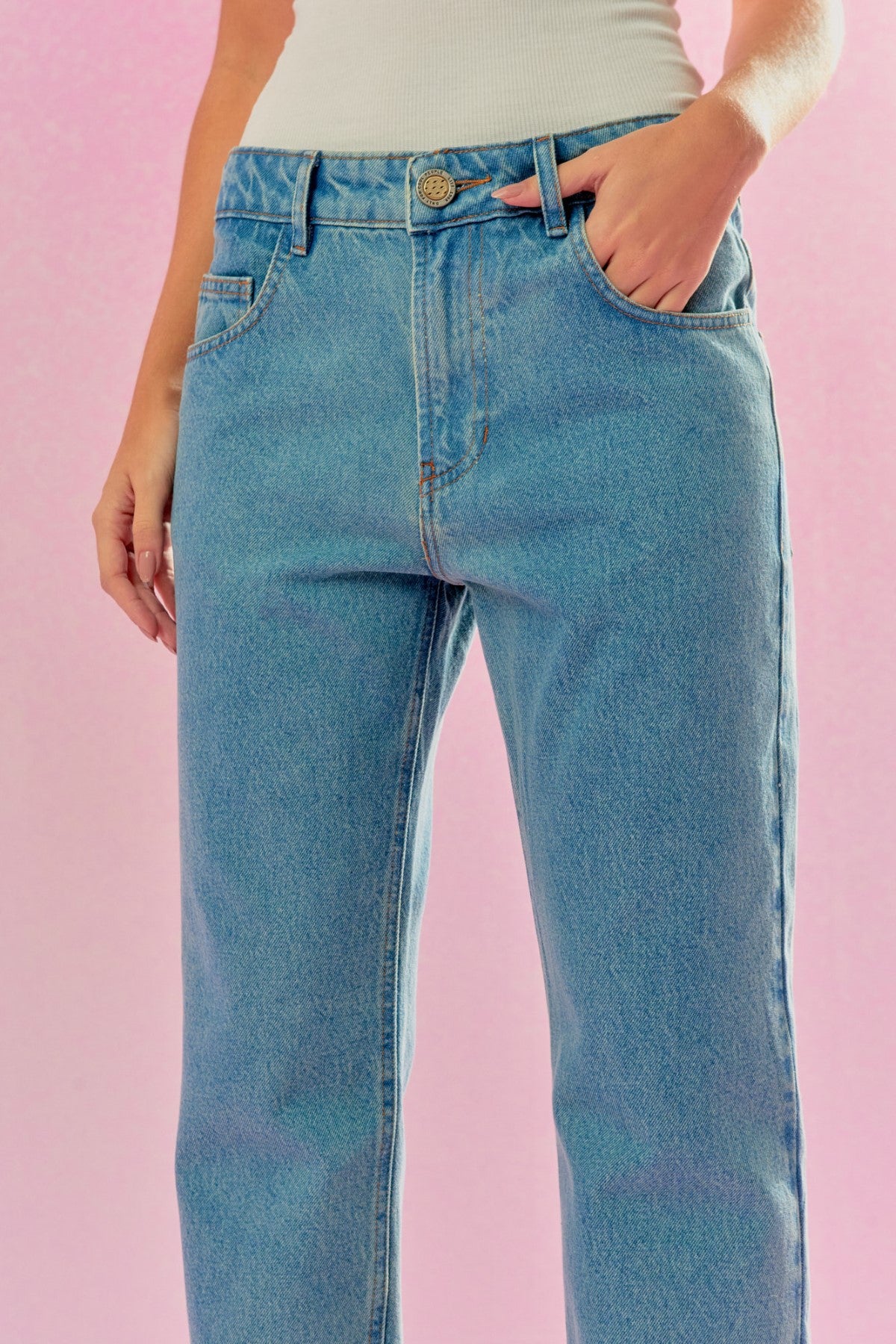 Calça Mid Waist Jeans Claro Litt