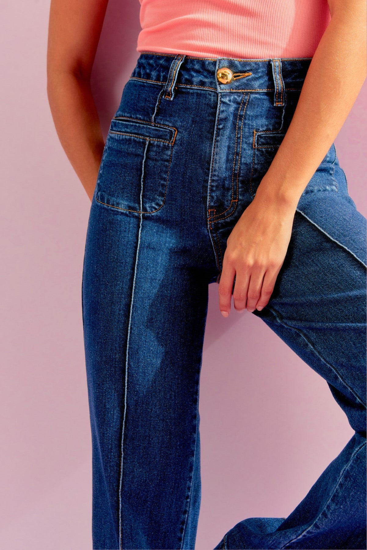 Calça Nervuras Jeans Escuro Litt
