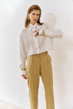 Camisa Cropped com Gravata Branca Anne Fernandes
