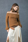 Blusa Tricot Ombro a Ombro Caramelo Anne Fernandes