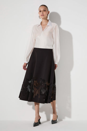 Saia Midi Technoblock Beatrice Marrom Coffee Lafort