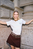Short Saia Alfaiataria Marrom Anne Fernandes