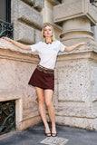 Short Saia Alfaiataria Marrom Anne Fernandes