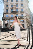 Vestido Midi Alça Laços Off White Anne Fernandes