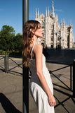 Vestido Midi Alça Laços Off White Anne Fernandes