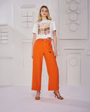 Calça Pantalona com Cinto Laranja Alphorria