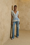 Bata Pontas Renda Azul Candy Anne Fernandes