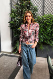 Blazer Curto Jacquard Floral Anne Fernandes