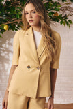 Blazer Manga Curta Alfaiataria Bege Camomila Litt