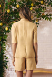 Blazer Manga Curta Alfaiataria Bege Camomila Litt