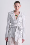 Blazer com Cinto Faixa Listras Alphorria