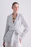 Blazer com Cinto Faixa Listras Alphorria