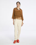 Blusa Babados Ginger Marrom Camurça Lafort