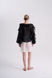 Blusa Babados Organza Preta Alphorria
