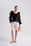 Blusa Babados Organza Preta Alphorria