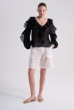 Blusa Babados Organza Preta Alphorria