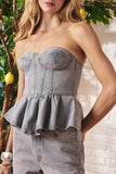Blusa Corset Peplum Gray Jeans Litt
