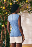 Blusa Corset Pregas Jeans Claro Litt