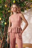 Blusa Crepe Mix Balonê Rosewood Litt