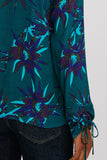 Blusa Detalhe Punho Floral Cactus Verde Lucidez