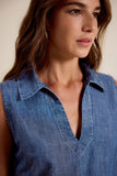 Blusa Jeans Sem Mangas Gola Lucidez