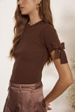 Blusa Laço Tricot Canelado Cacau Litt