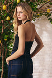 Blusa Malha Gola Halter Preta Litt