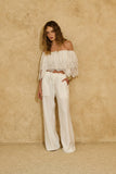 Blusa Ombro a Ombro Renda Off White Anne Fernandes