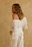 Blusa Ombro a Ombro Renda Off White Anne Fernandes