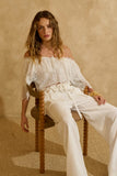 Blusa Ombro a Ombro Renda Off White Anne Fernandes
