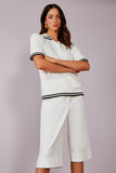 Blusa Polo Tricot Pontilhado Off White Litt