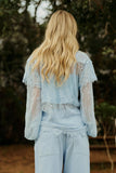 Blusa Renda Babados Azul Claro Anne Fernandes