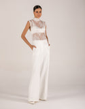 Blusa Renda Gola Alta Off White Anne Fernandes