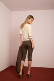 Blusa Tricot Bege Gola Bicolor Anne Fernandes