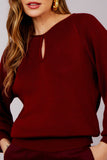 Blusa Tricot Decote Gota Merlot Litt