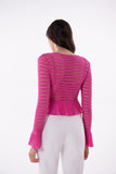 Blusa Tricot Renda Cropped Pink Skazi