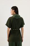 Blusa Túnica Gola Acetinada Verde Alecrim Lucidez