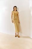 Saia Midi Clochard com Cinto Caqui Anne Fernandes