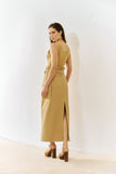 Saia Midi Clochard com Cinto Caqui Anne Fernandes