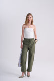 Calça Elástico Barra Dobrada Verde Militar Alphorria