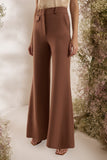 Calça Flare Crepe Mix Lapela Toffee Litt