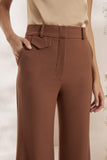 Calça Flare Crepe Mix Lapela Toffee Litt