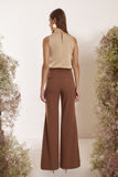 Calça Flare Crepe Mix Lapela Toffee Litt